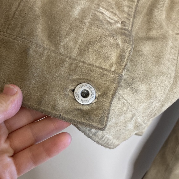Vintage Gap Jacket Womens Beige Suede Leather Trucker Y2K Classic Retro Cowgirl - Picture 7 of 15
